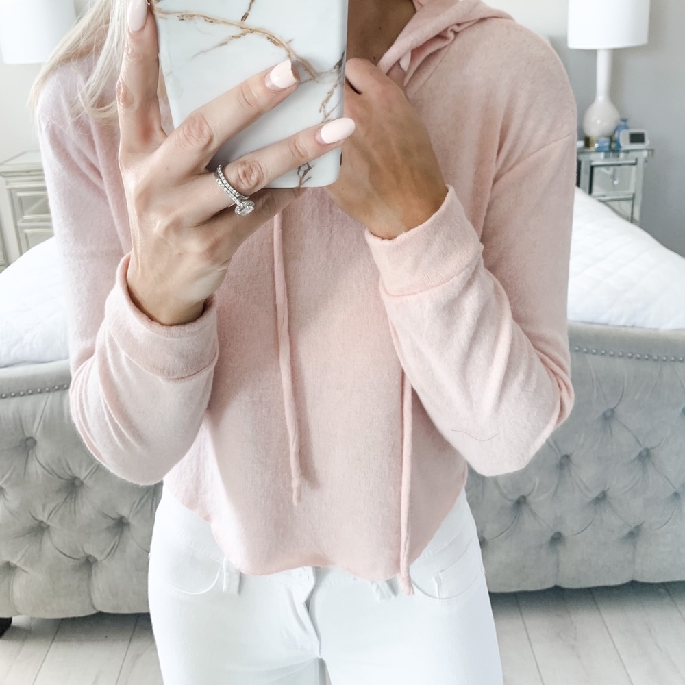 LAST 3!!! Blush Brushed Hacci Crop Hoodie